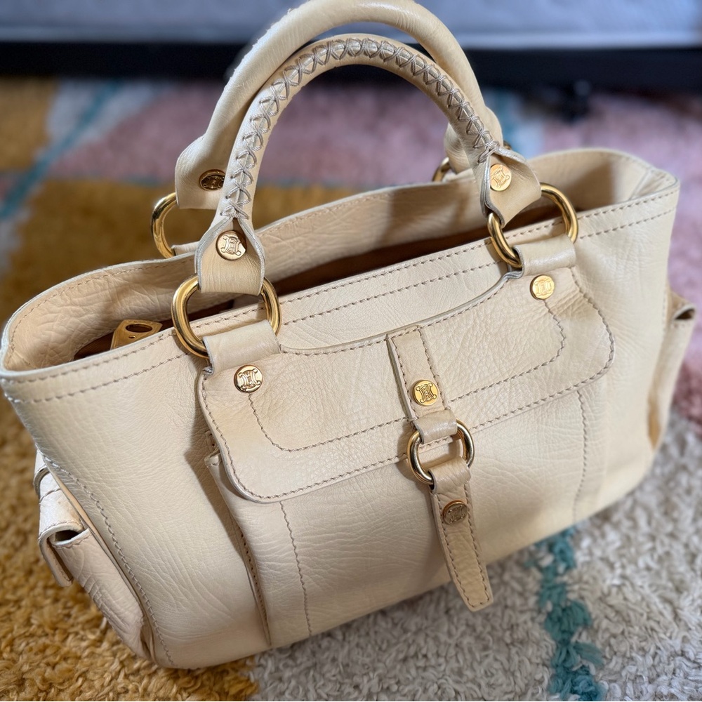 Authentic Celine Beige Leather Tote Bag Designer Handbag with virtual COA - Picture 2 of 16